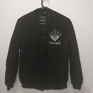 Diamond Supply Co. Black Bomber with Teal & White Logo